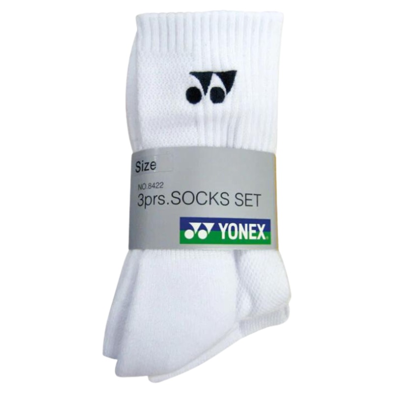 Yonex Sport Crew Socks (W-8422EX) 3 Pairs White